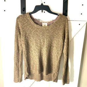 Women’s Hippie Rose Brown Boho Long Sleeve Knitted Top Large